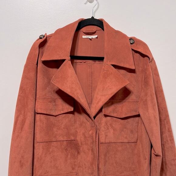 Tularosa Vanessa Rust Faux Suede Trench Coat Size M - Picture 8 of 12